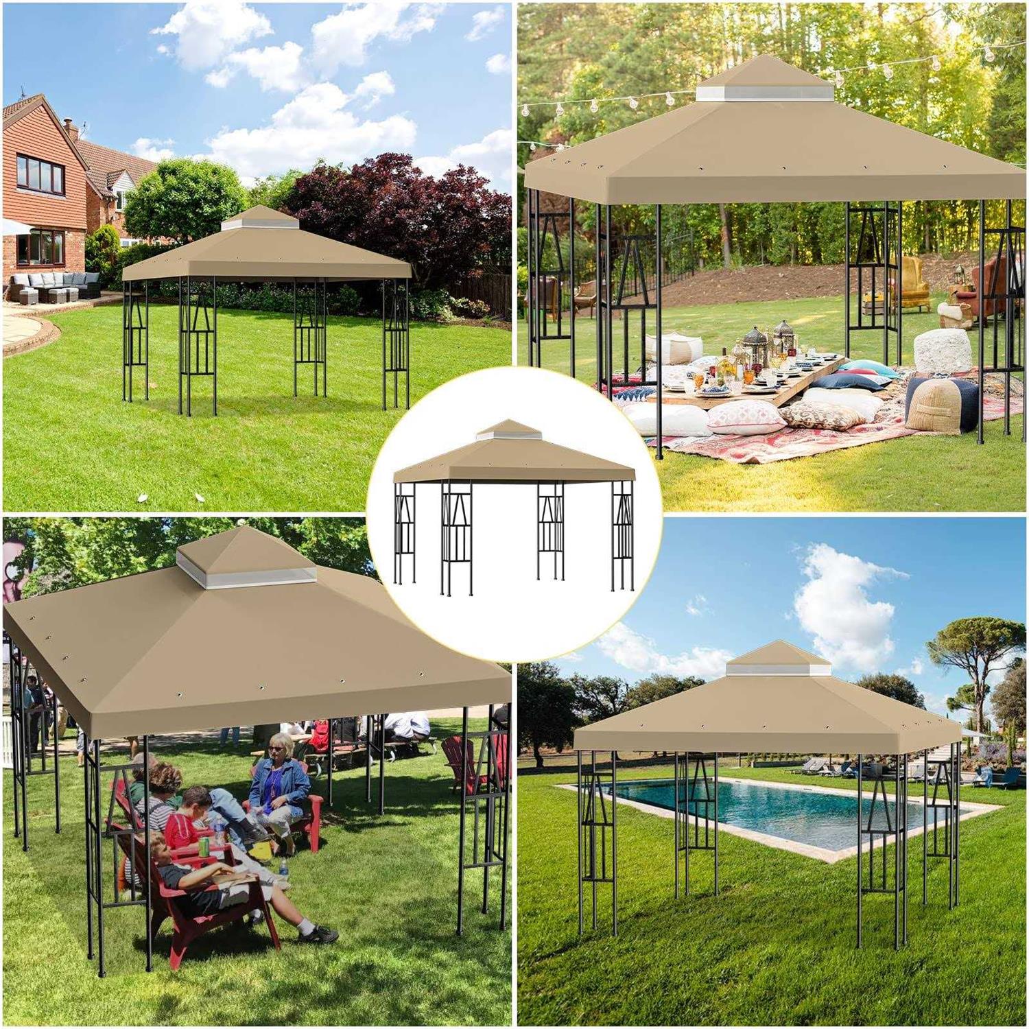 Big Lighting Deals 10′ X Gazebo Canopy Top Replacement Double Tier Patio Cover