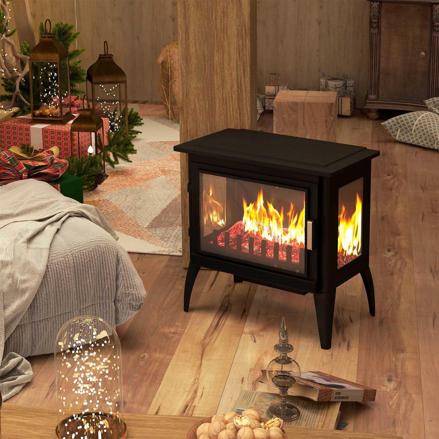 Homcom 24 Electric Fireplace Stove with Realistic Flame