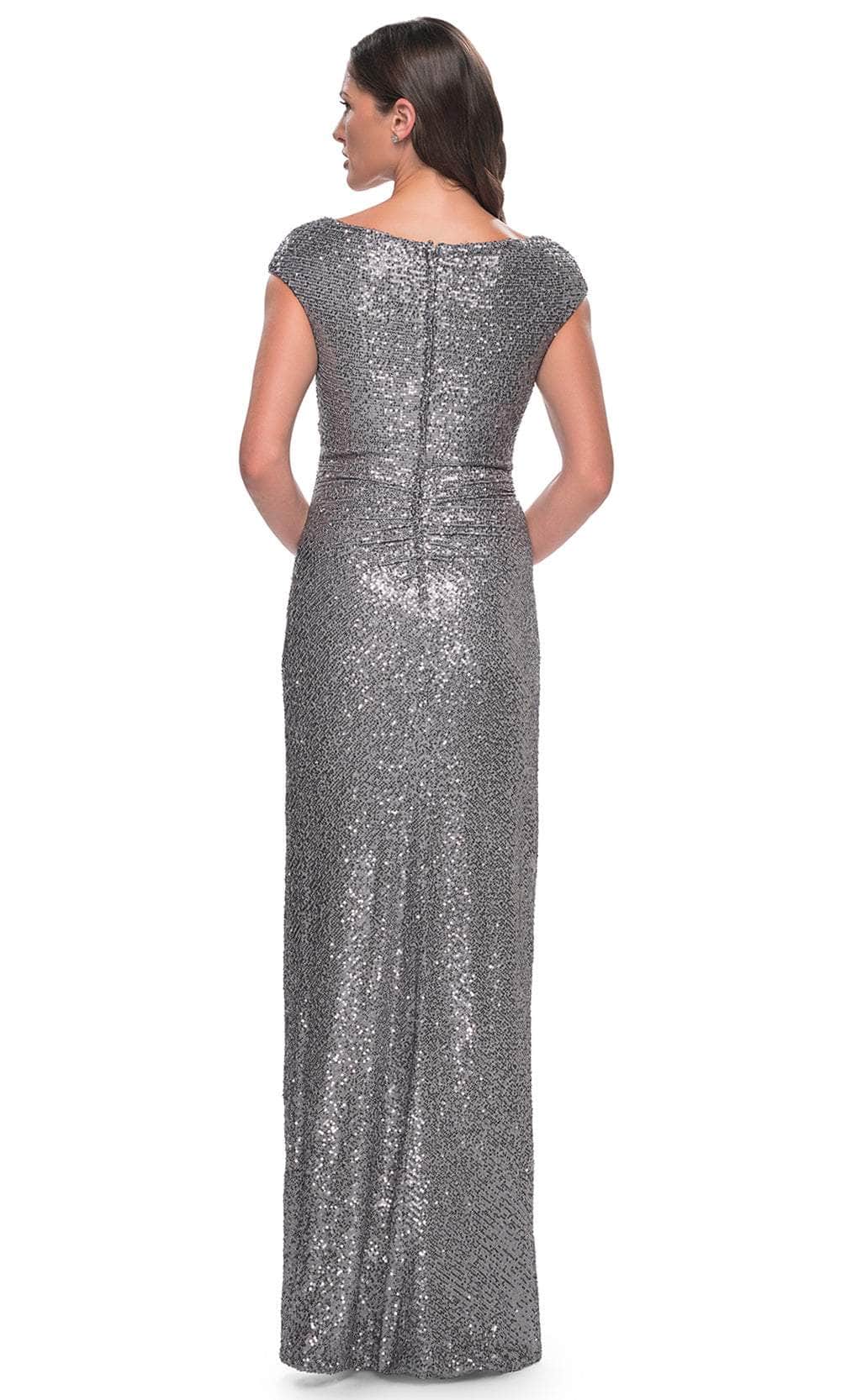 Ruched Sequin Evening Dress