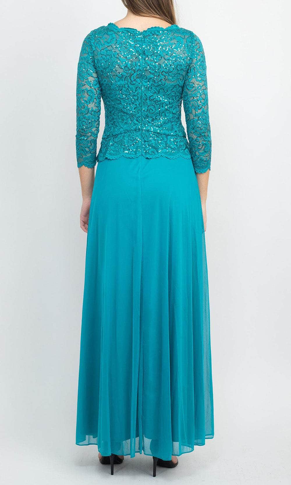 Bateau Sequin Lace Formal Dress