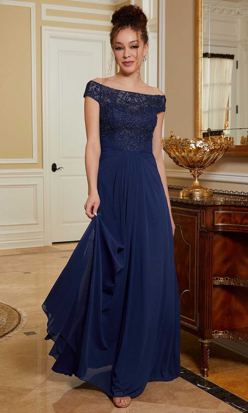 Embroidered Bodice Evening Gown