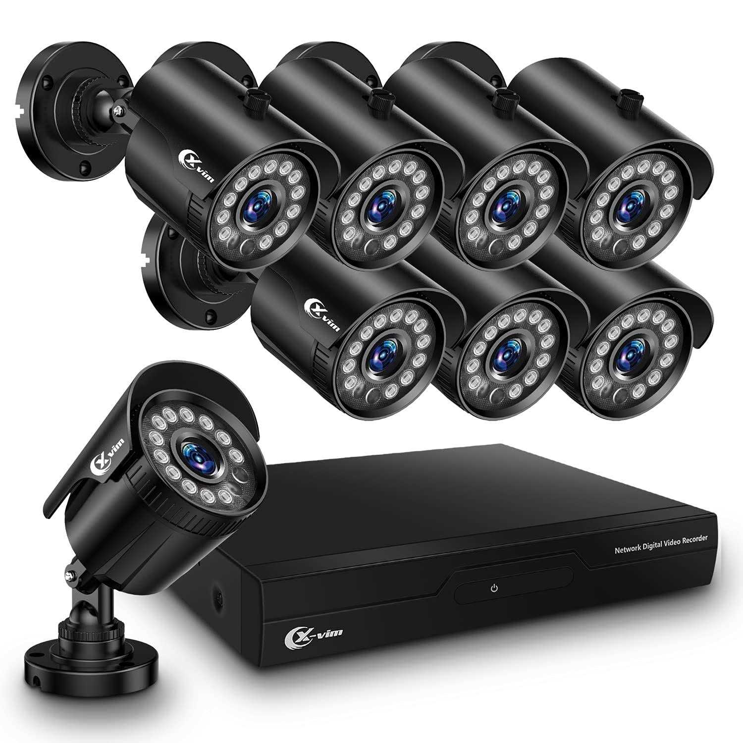 Xvim 1080p Wired Security Cameras System – 8CH Home Security Camera System Dvr(no Hard Drive)8pcs 2MP Security Cameras IP66 Waterproof Outdoor Camera
