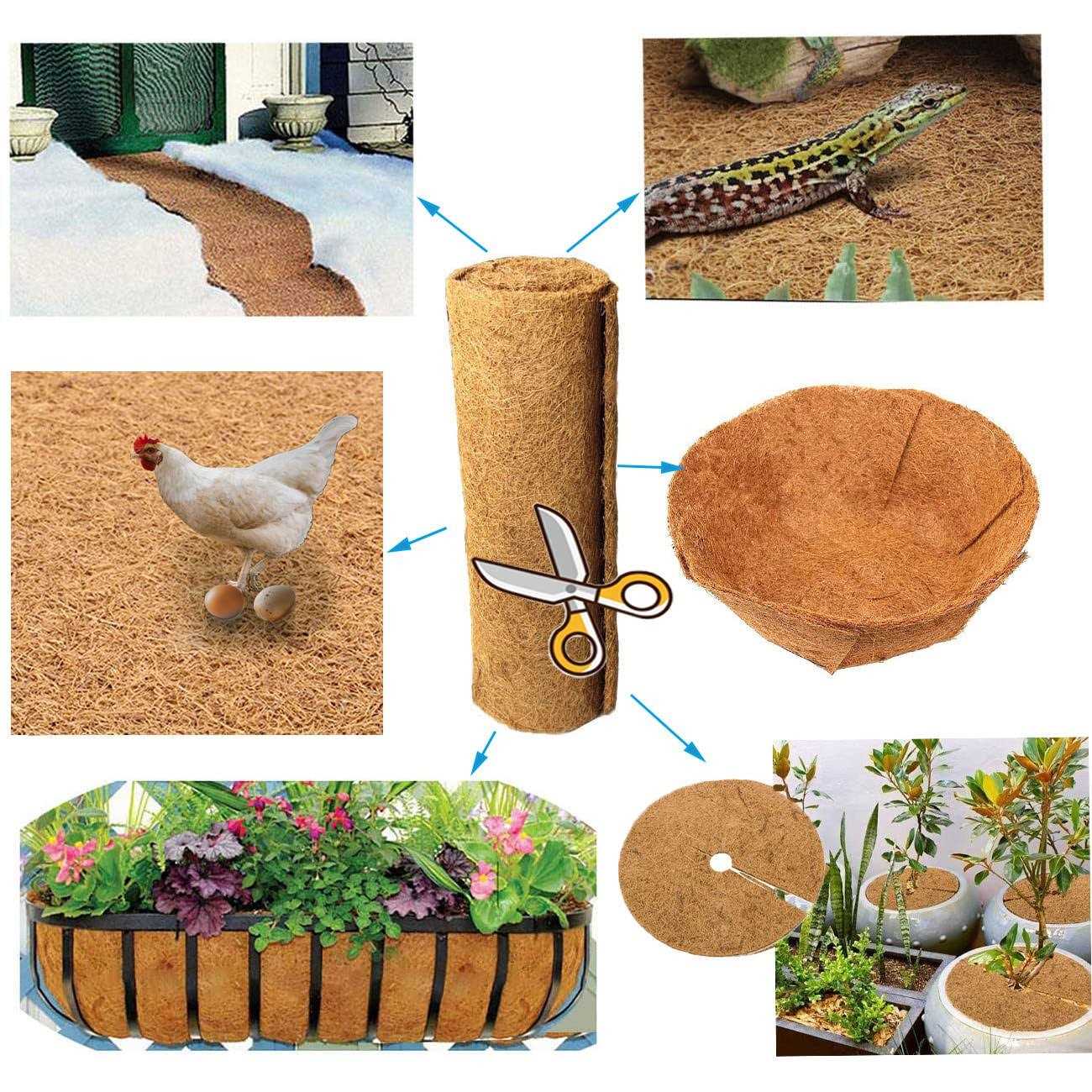 SUNYAY Natural Coco Liner Roll Coconut Coir Liner Sheets Coco Mat for Planter Flower Basket Garden Decoration Animal