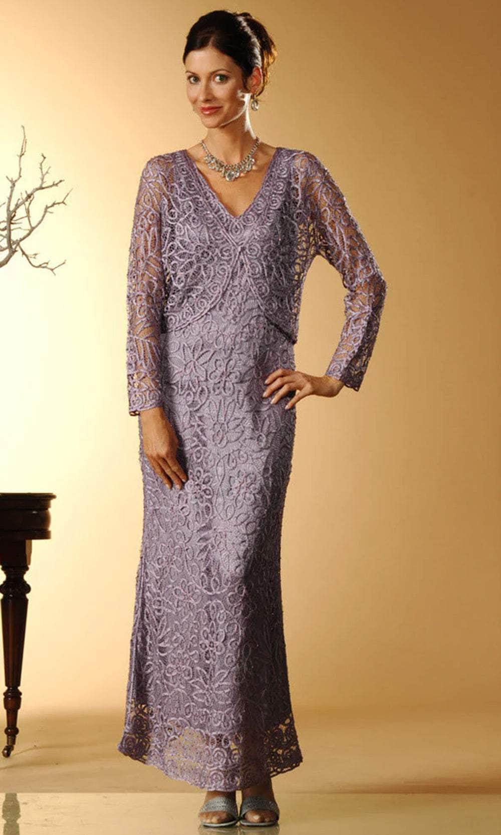 Two Piece Illusion Lace Mother Of The Bride Dress