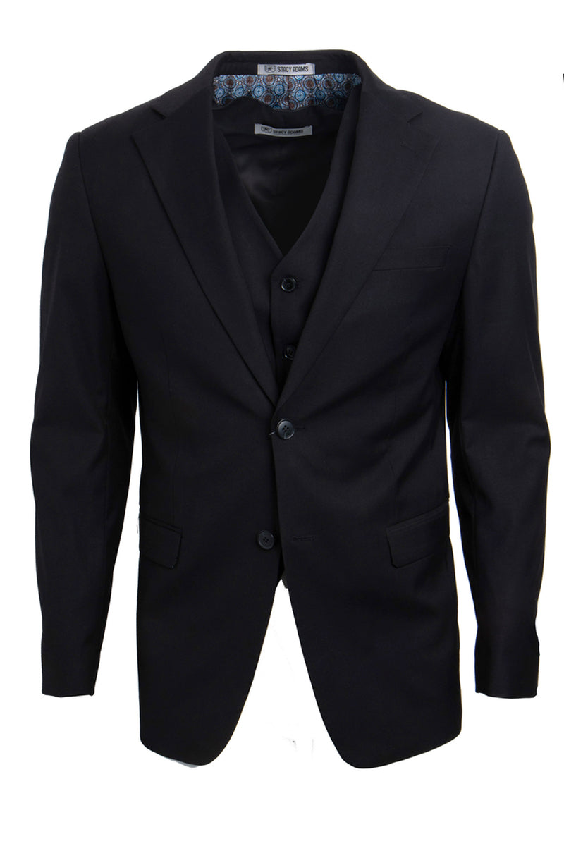Men’s Two Button Vested Stacy Adams Basic Suit in Black