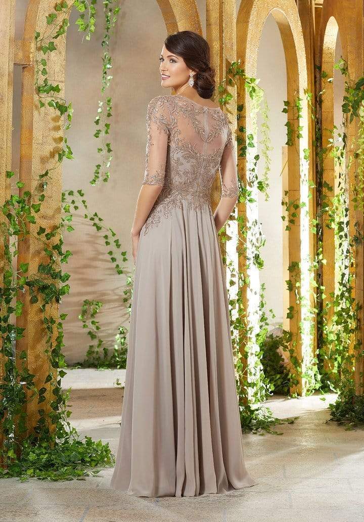 Embroidered Illusion Chiffon A-line Evening Dress 71908SC