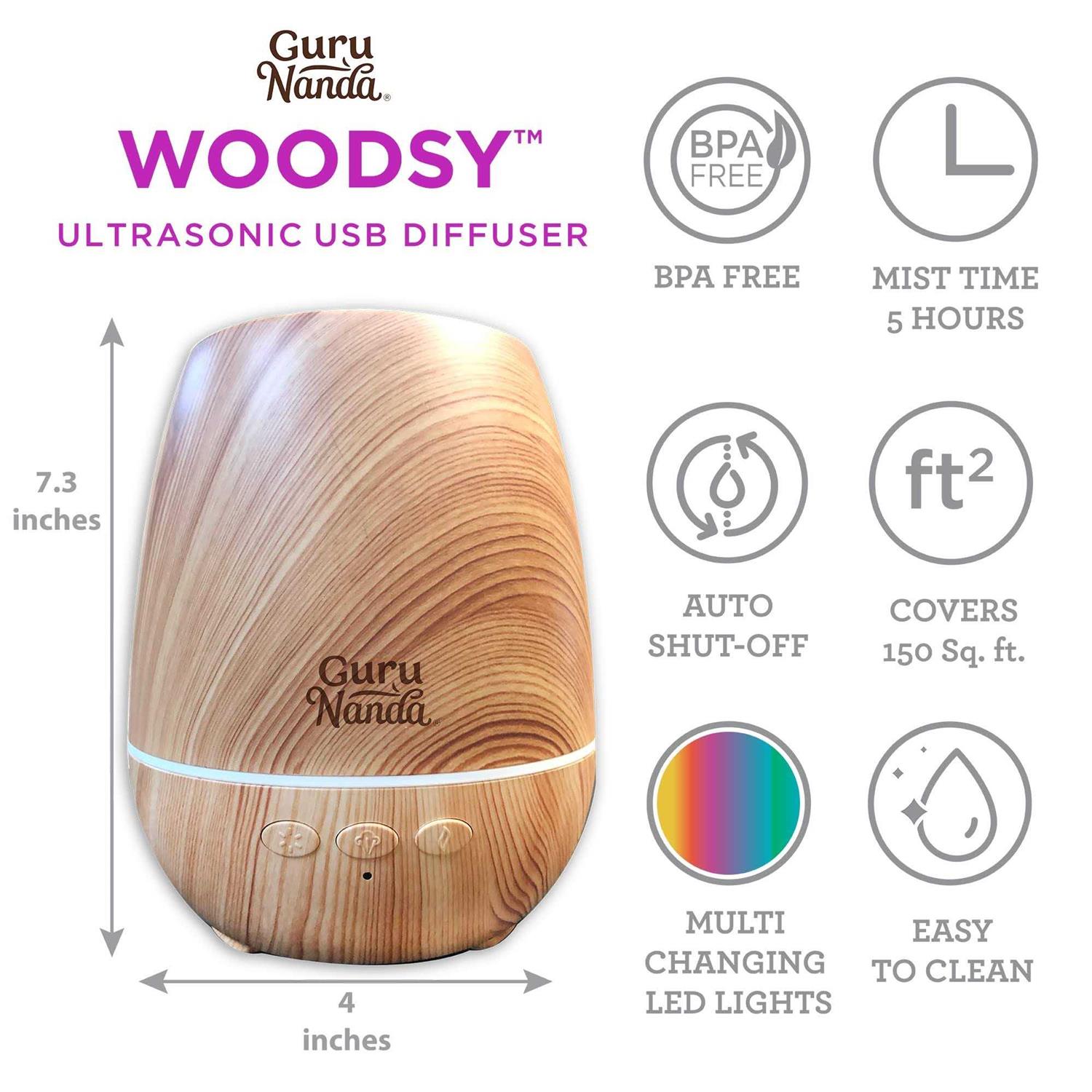 Woodsy Ultrasonic Aromatherapy Diffuser by Gurunanda
