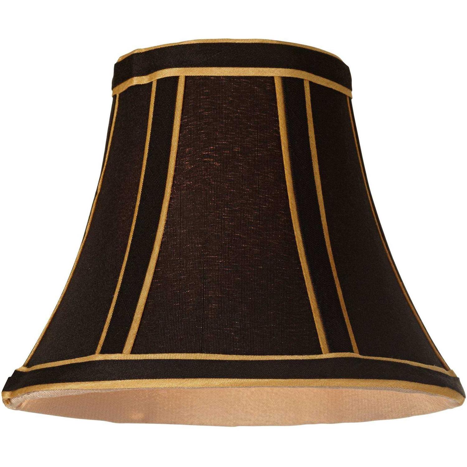 Springcrest Set Empire Lamp Shades Black with Gold Trim Small 3 Top x 6 Bottom x 5 High Candelabra Clip-On Fitting