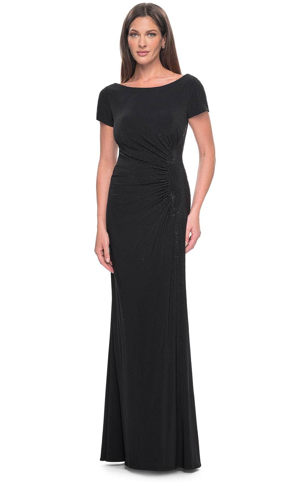 Short Sleeve Draped Evening Dress