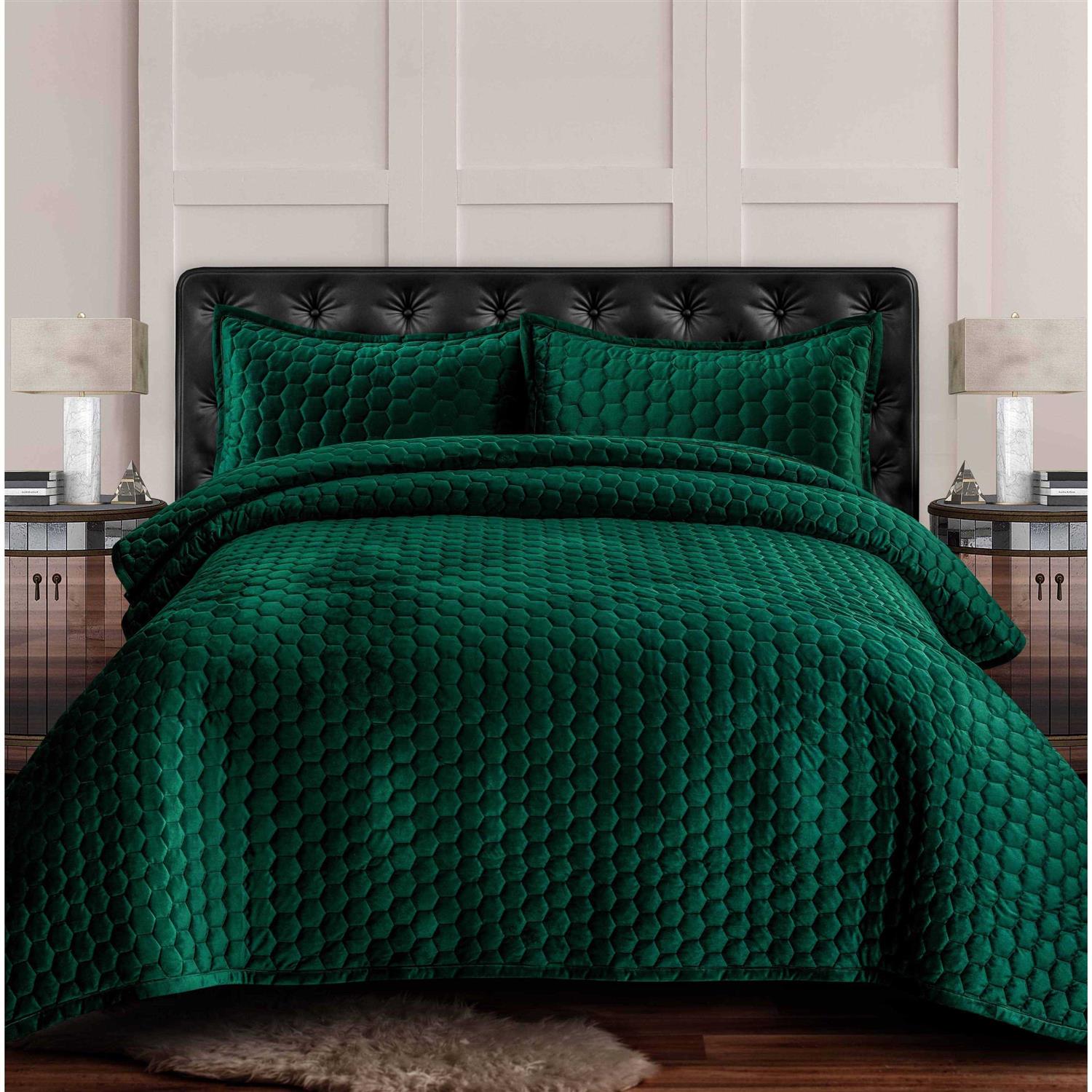 Tribeca Living Florence Velvet Oversized Solid Quilt Set