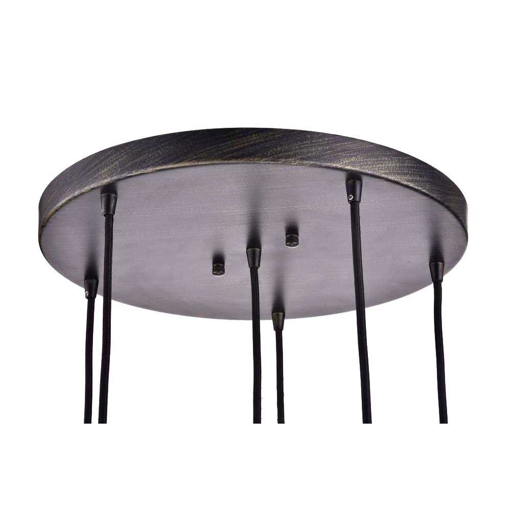 The Lighting Store Mariana Cognac Glass Antique Black and Round Base 6-light Pendant