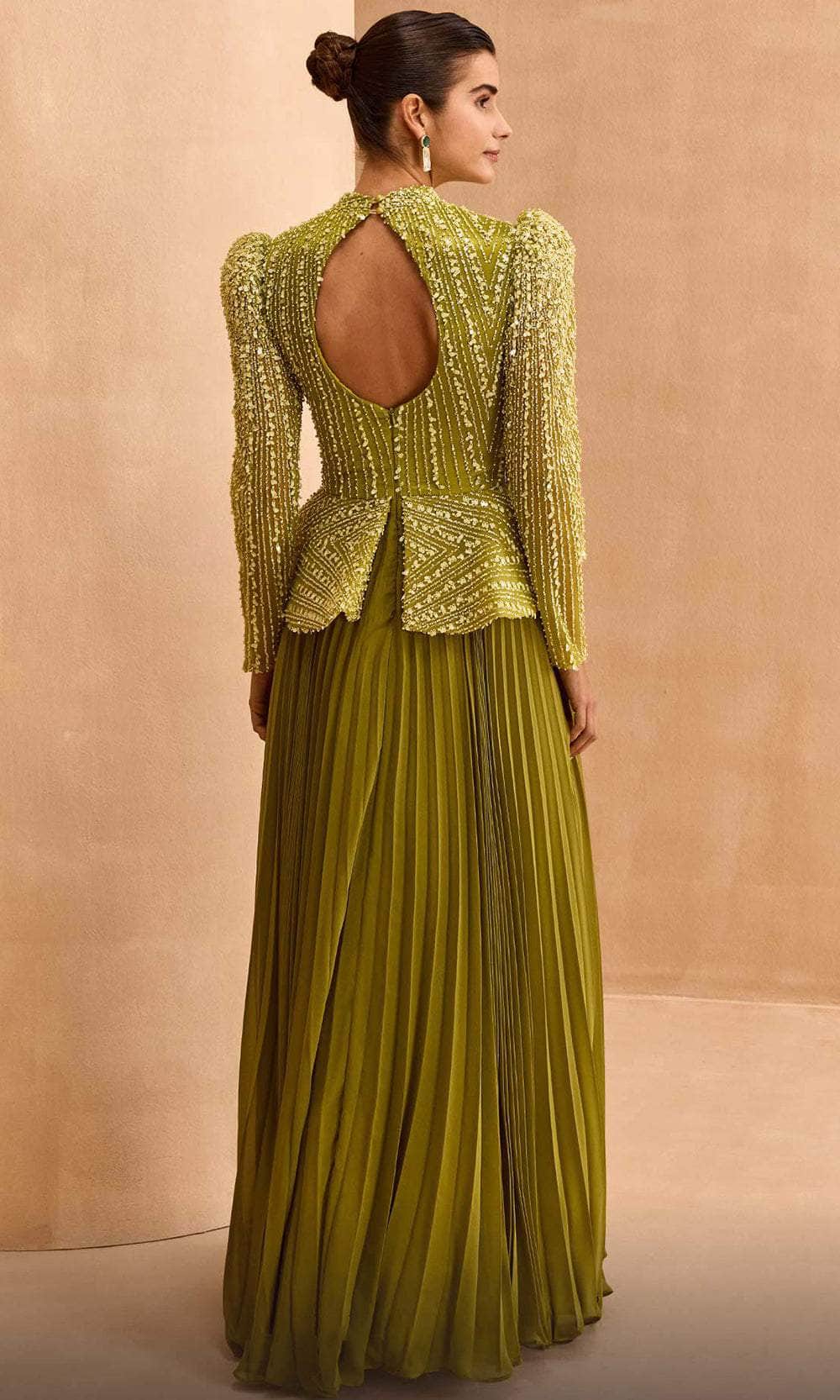 Beaded Peplum Evening Dress