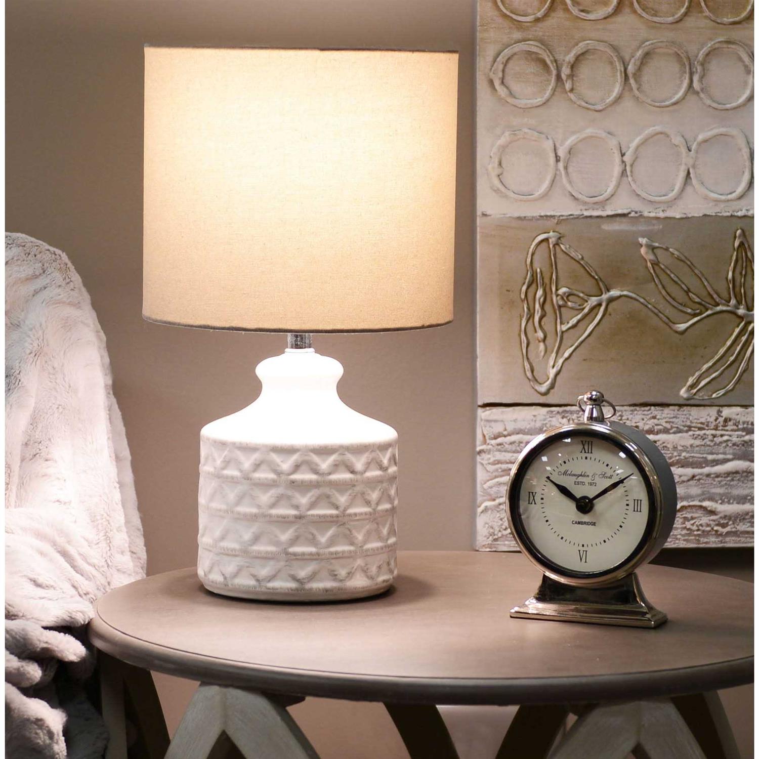 Better Homes & Gardens Diamond Weave Ceramic Table Lamp with LED Bulb Distressed White