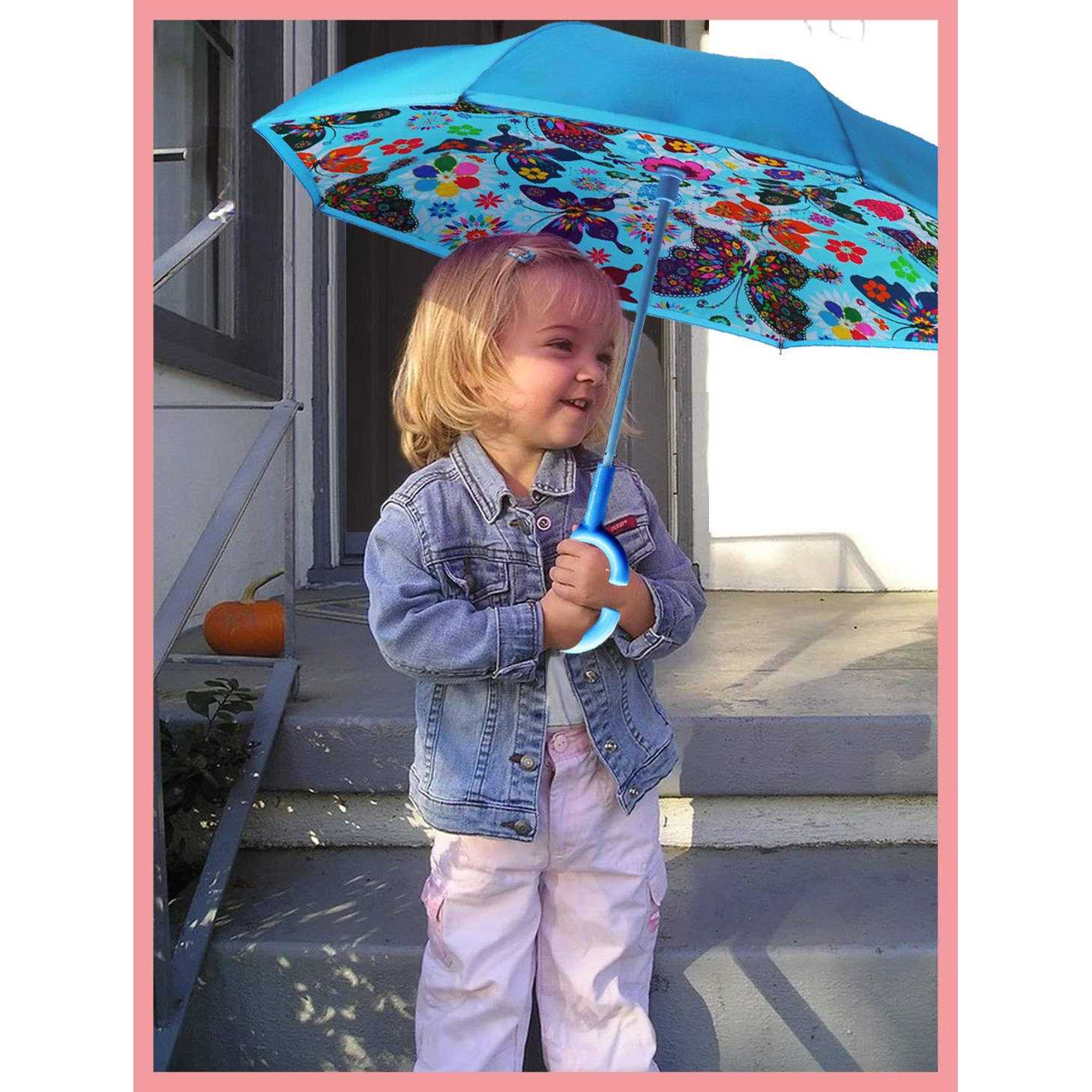 MRTLLOA 40 Inch Kids Windproof Inverted Reverse Umbrella with UV Protection, C-Shaped Handle Double Layer Stick Rain Umbrella for Boys and Girls