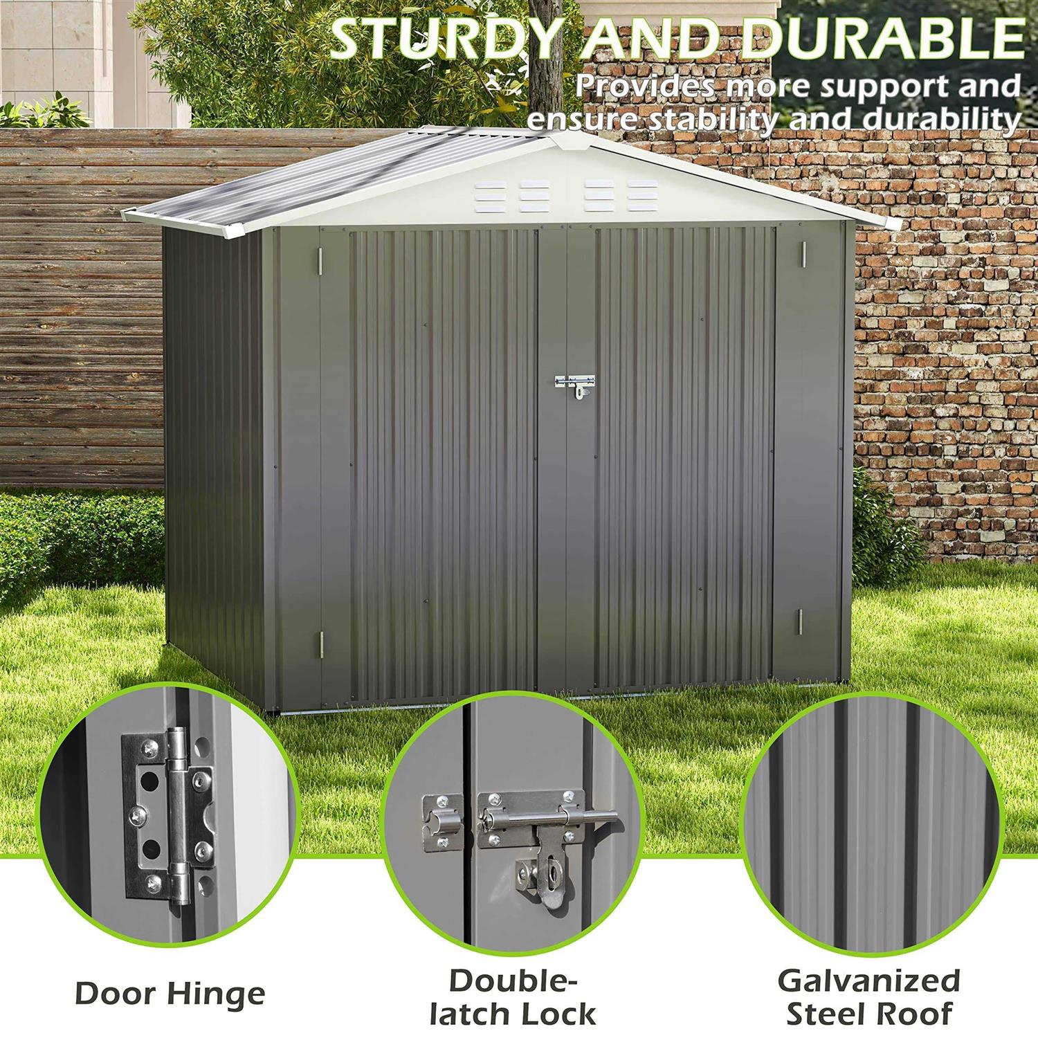 Tolead 6′ x 4′ Outdoor Metal Tools Storage Shed Backyard Garden Patio
