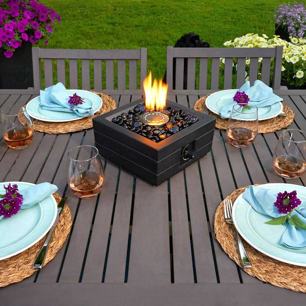 allen + roth 10 1000-BTU Black Portable Tabletop Steel Propane Gas Firebowl GAT17001ES-L