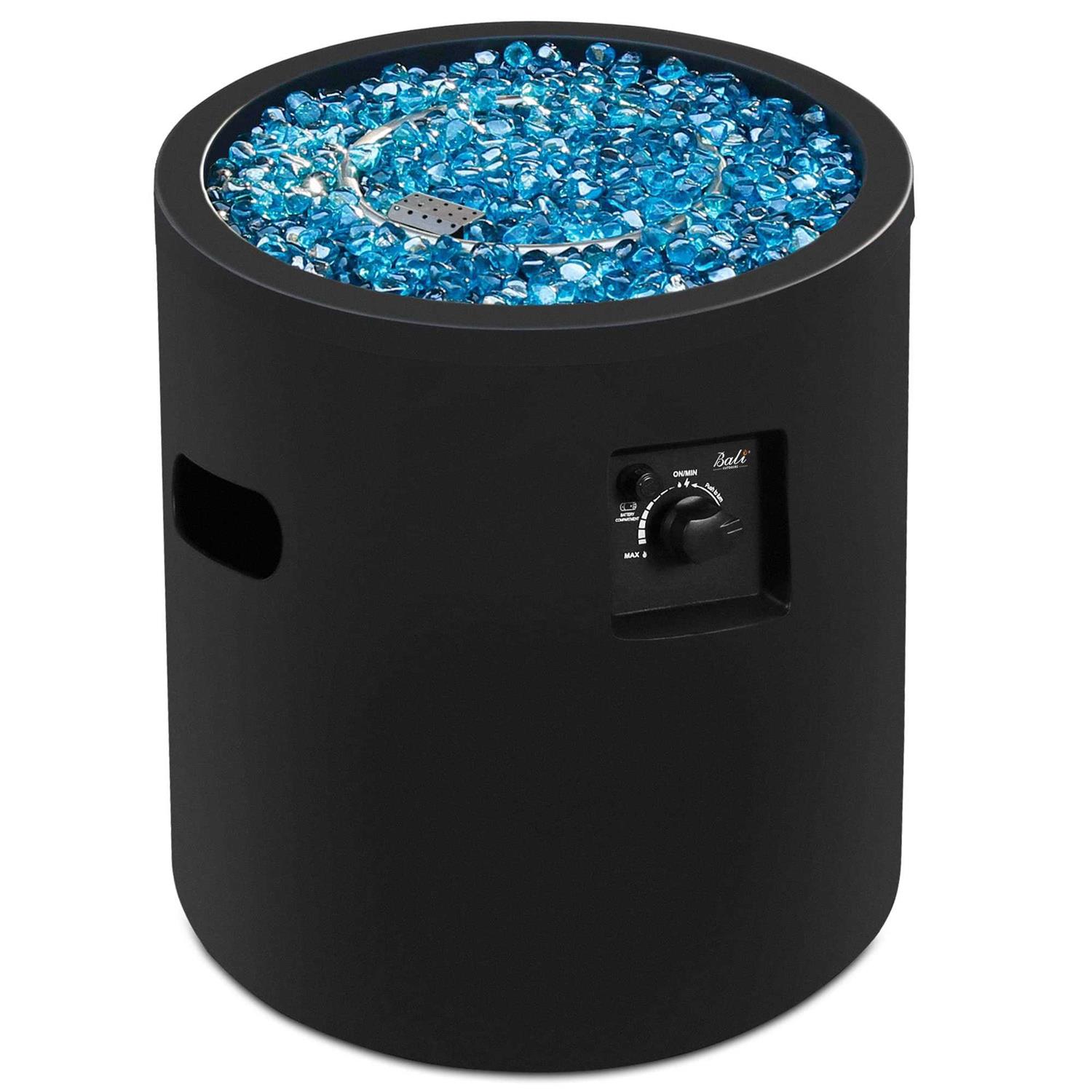 BALI OUTDOORS Round Propane Fire Pit Table Gas Firepit 23Inch Round Gas Fire Pit 50,000 BTU with Fire Glass