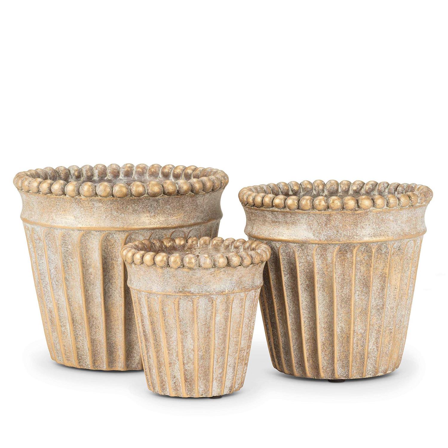 Abbott Collections AB-27-CATANIA-640-LG 7 in. Metallic Ball Taper Planter