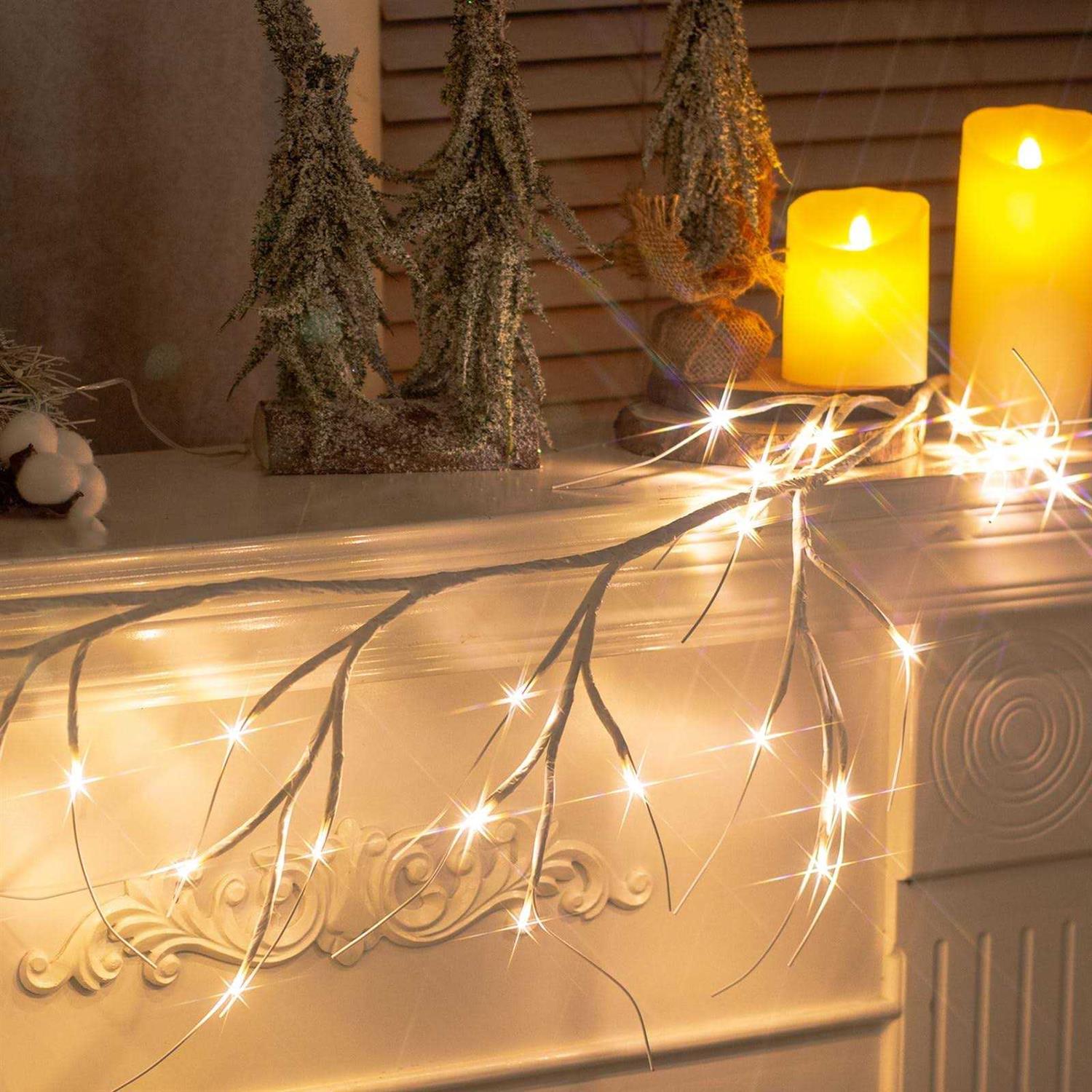 Vanthylit White Garland Lights With 5.9ft 48 Led Warm White Waterproof Decorativ