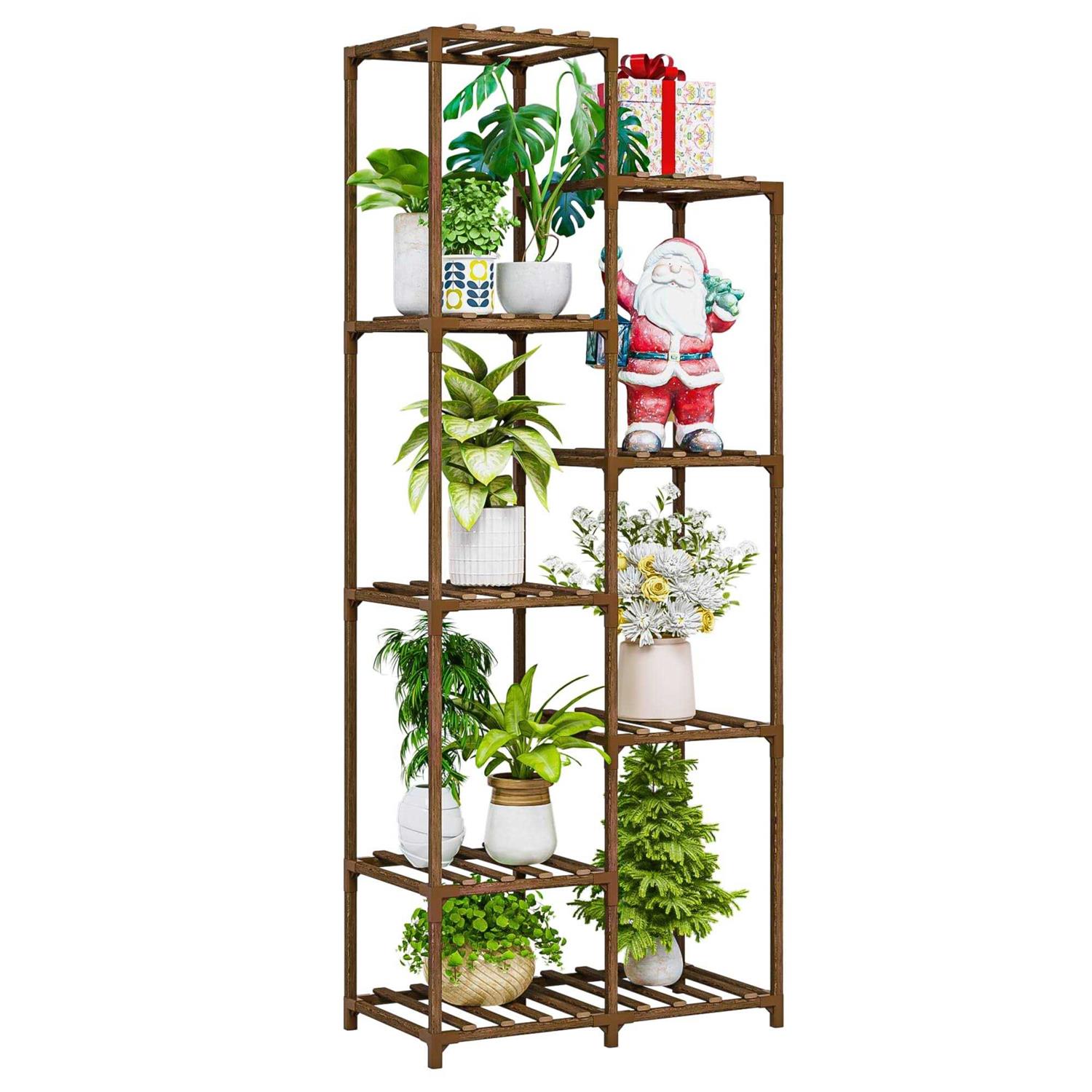 Bamworld Tall Plant Stand for Indoor Plants Outdoor Corner Plant Shelf Flower Stands for Living Room Balcony and Garden