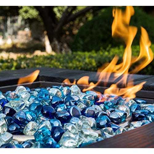 Chilli Cosmos Fire Glass Diamond 1 Inch Fire Pit Glass Rocks for Propane or Gas Fire Pit