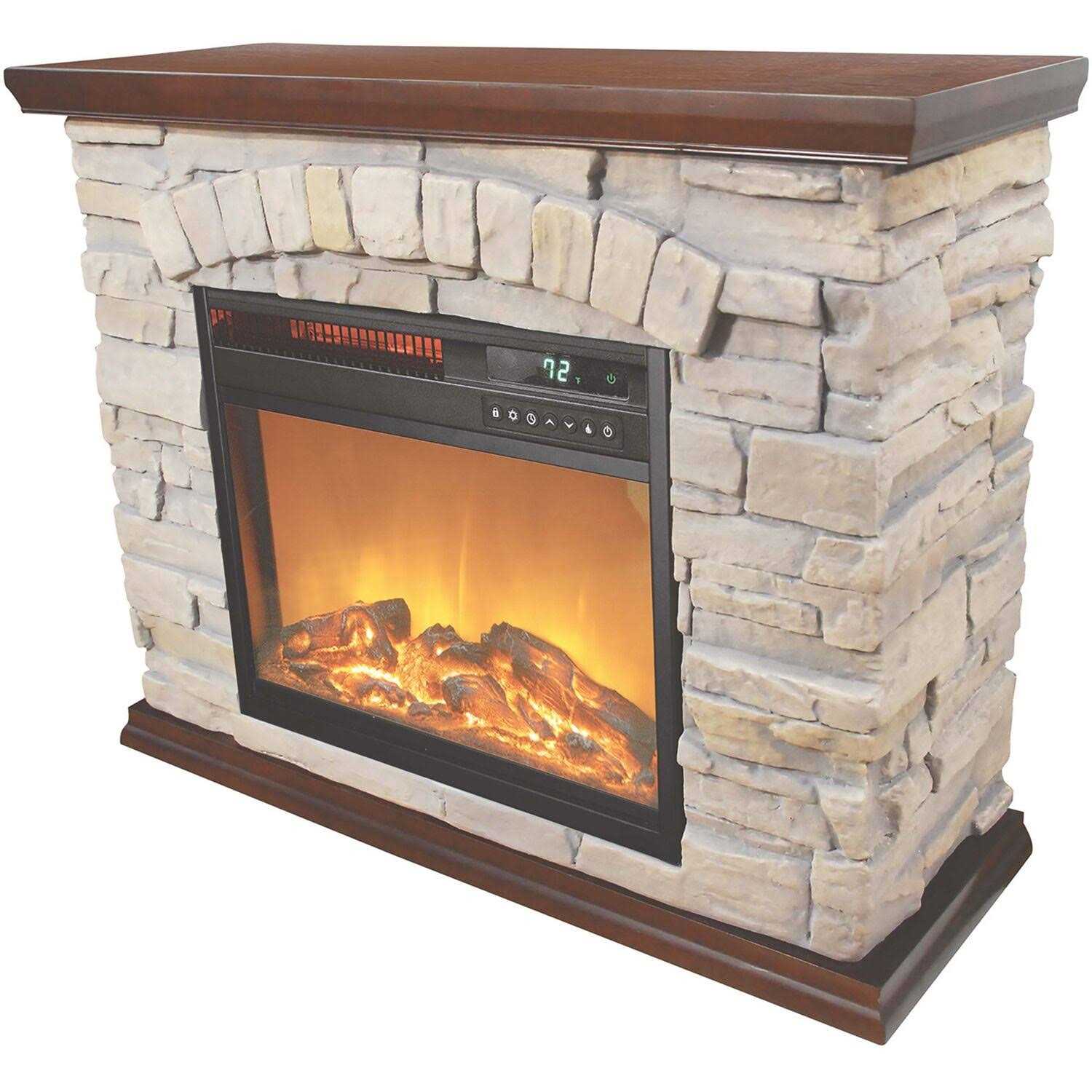 Lifesmart Large Square Infrared Faux Stone Fireplace