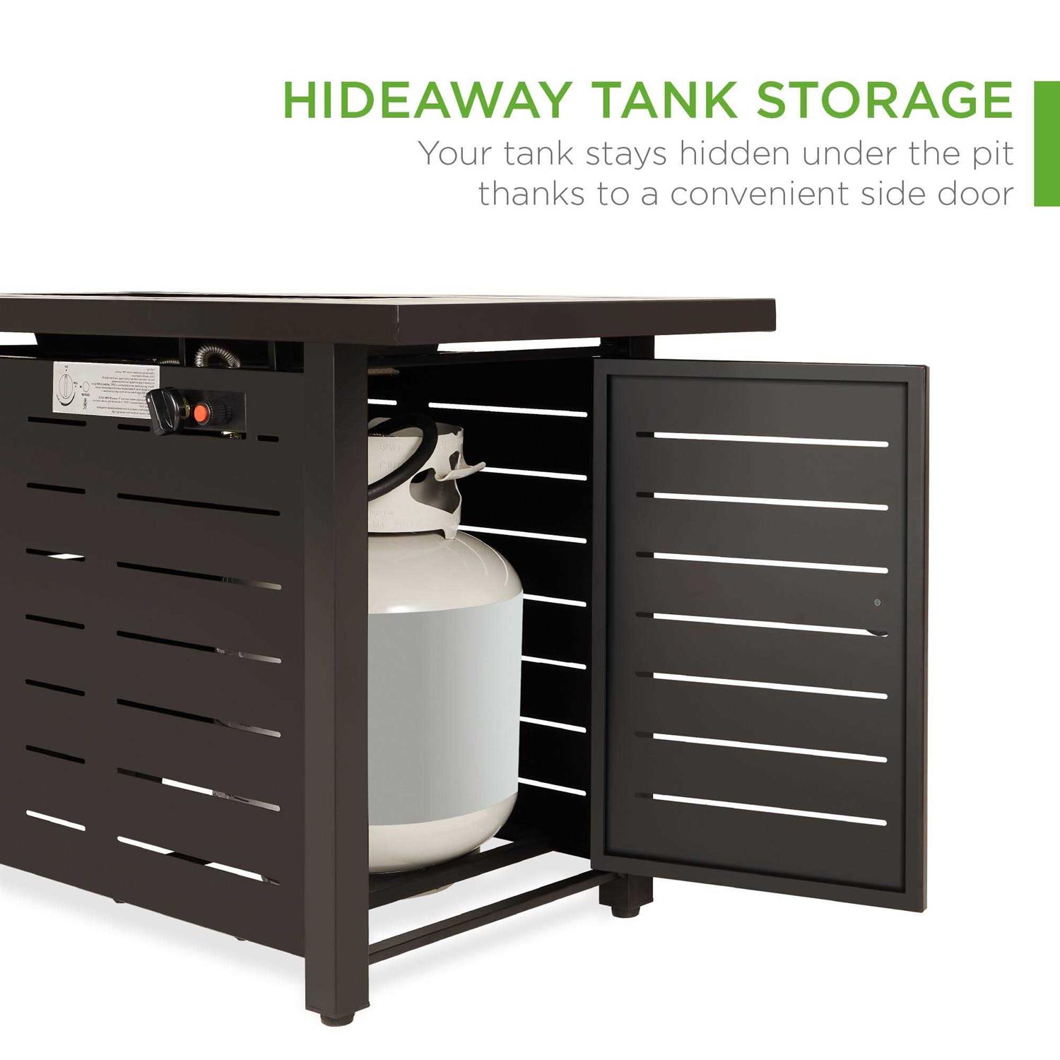 Best Choice Products 42in Fire Pit Table 50,000 BTU Rectangular Steel Propane Gas w/ Cover