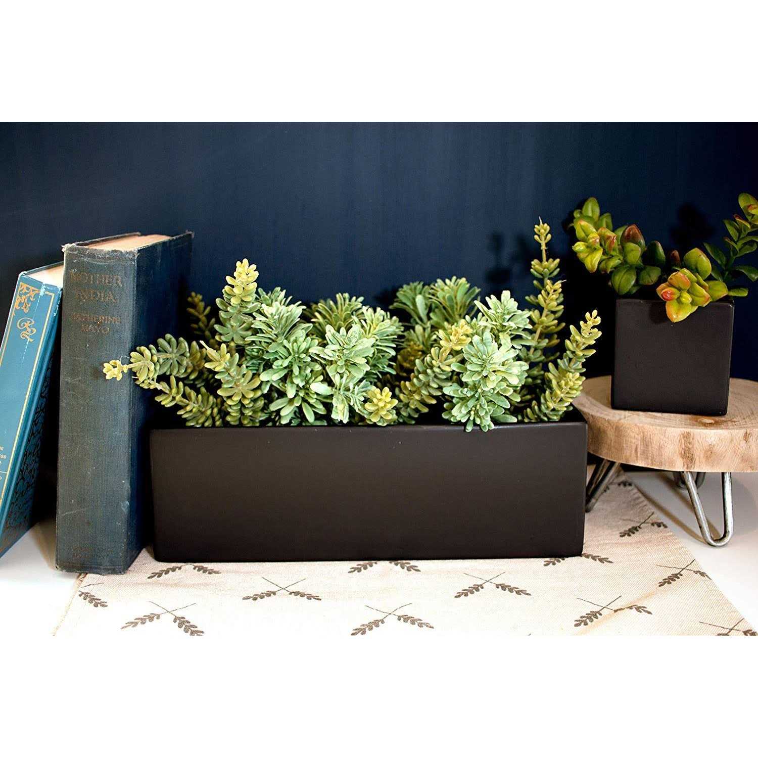 Ceramic Planter 4 x 12 Inches Urban Rectangular Pot for Succulents