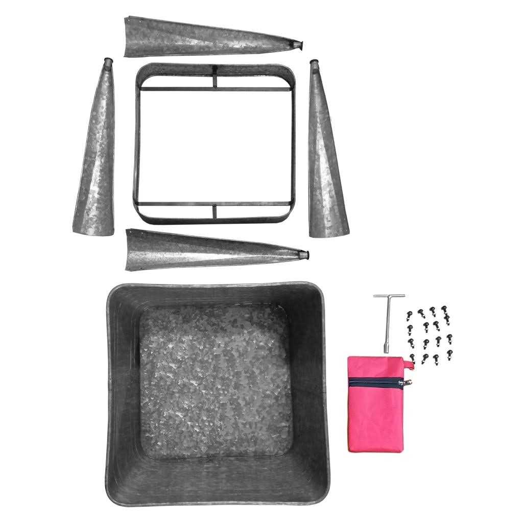 Benzara Multi Functional Galvanized Metal Tub on Stand BM16184