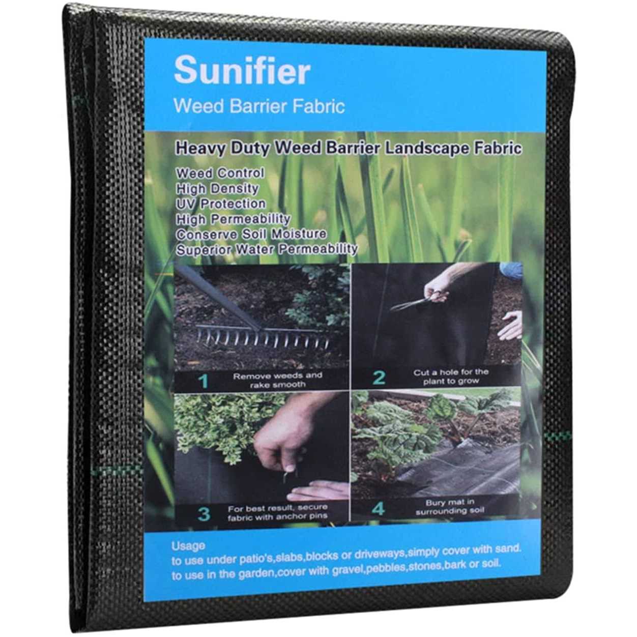Sunifier Weed Barrier Landscape Fabric Heavy Duty,Garden Fabric Weed Barrier,Black Mulch for Landscaping