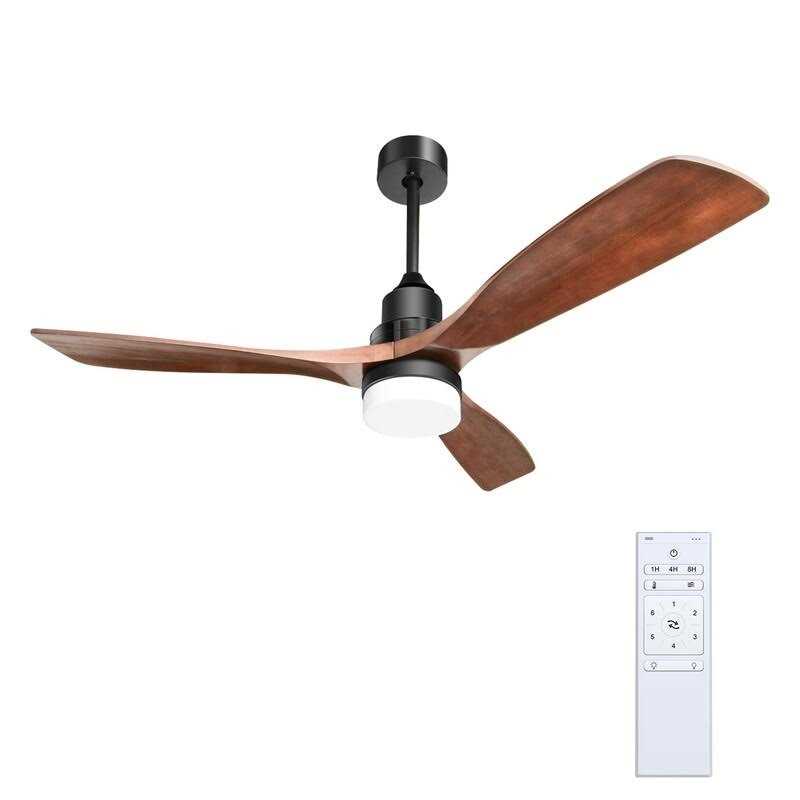 52 and 60 Noiseless Walnut Wood Ceiling Fan with Remote Control,Light Integrated Optional