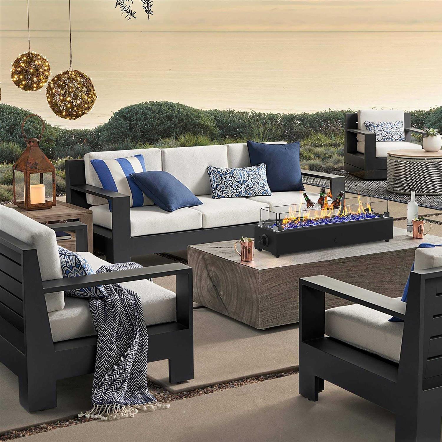 BAIDE HOME 28-inch Table Top Propane Fire Pit 40,000 BTU Tabletop Gas Firepit for Patio