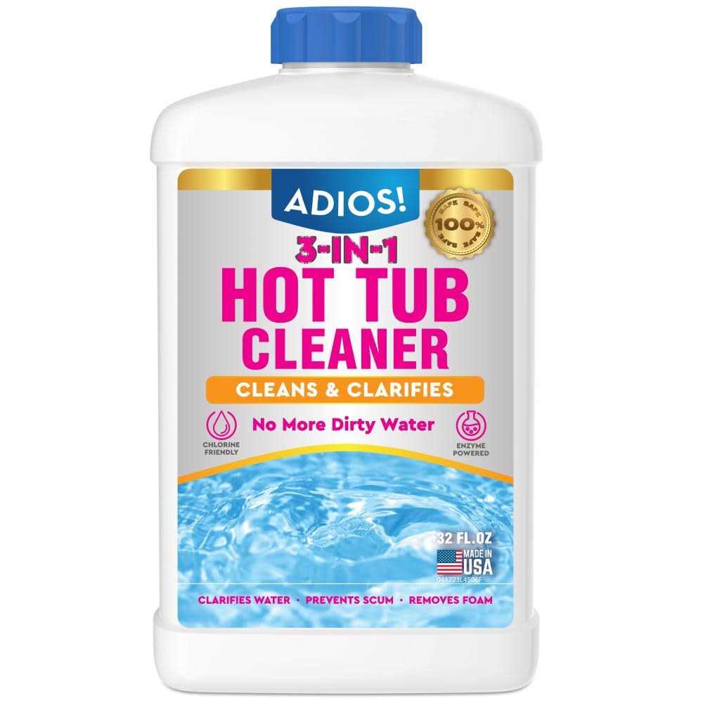 Adios! 3-in-1 Hot Tub Cleaner Clarifies Water, Prevents Scum, Removes Foam and Stops Odors