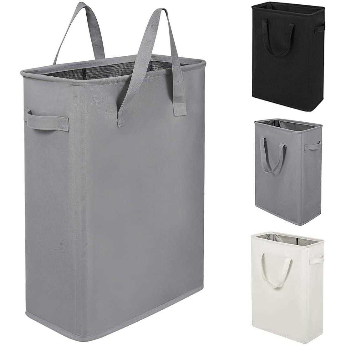 Zero JET LAG Slim Laundry Hamper With Handles Collapsible Laundry Basket Thin Dirty Clothes Basket Narrow Laundry Bag Foldable Dirty Cloth Hamper