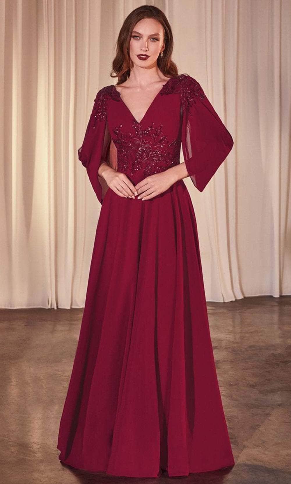 Split Sleeve Applique Gown