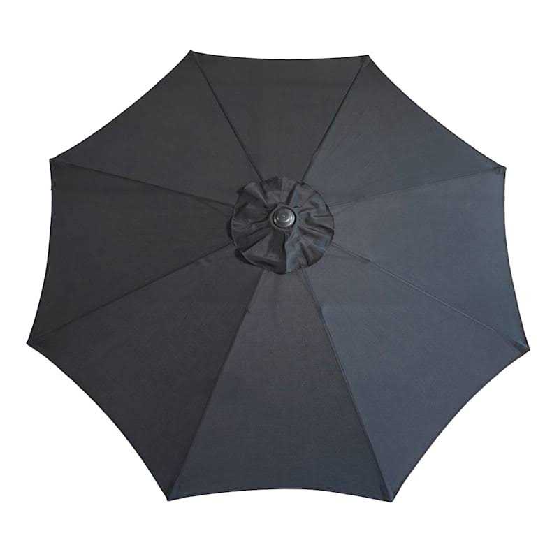 At Home Black Round Outdoor Crank & Tilt Umbrella
