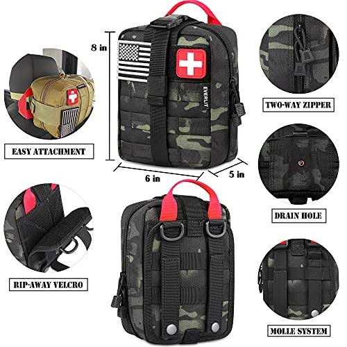 Everlit 250 Pieces Survival First Aid Kit Ifak EMT Molle Pouch Survival Kit Outdoor Gear Emergency Kits Trauma Bag for Camping Boat Hunting Hiking