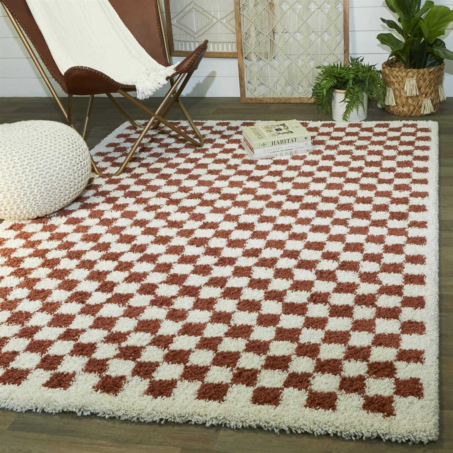 Balta Covey Plush Checkered Thick Shag Area Rug