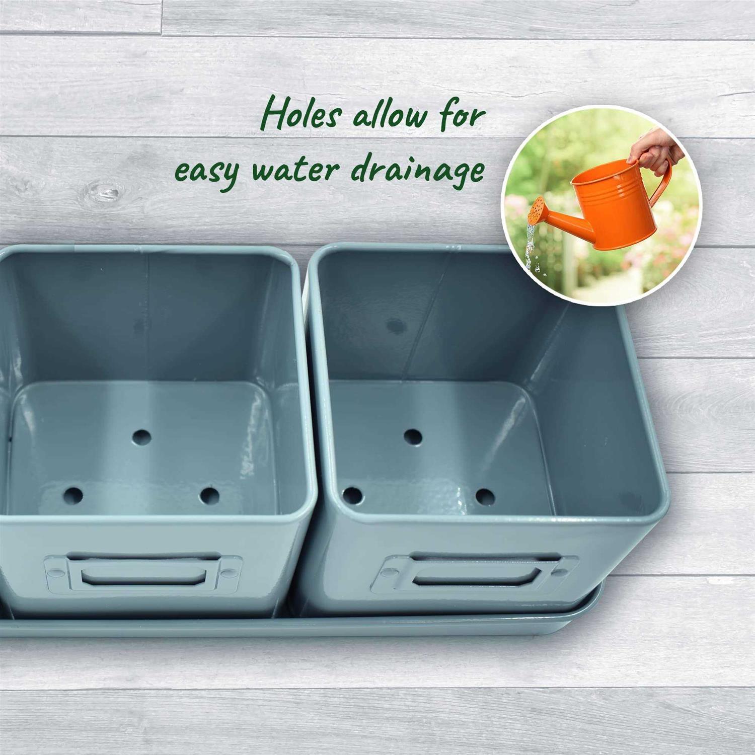 volila Window Herb Garden Planter Indoor Window Herb Planter Pots for Indoor Plants with Leather Handles and Labels