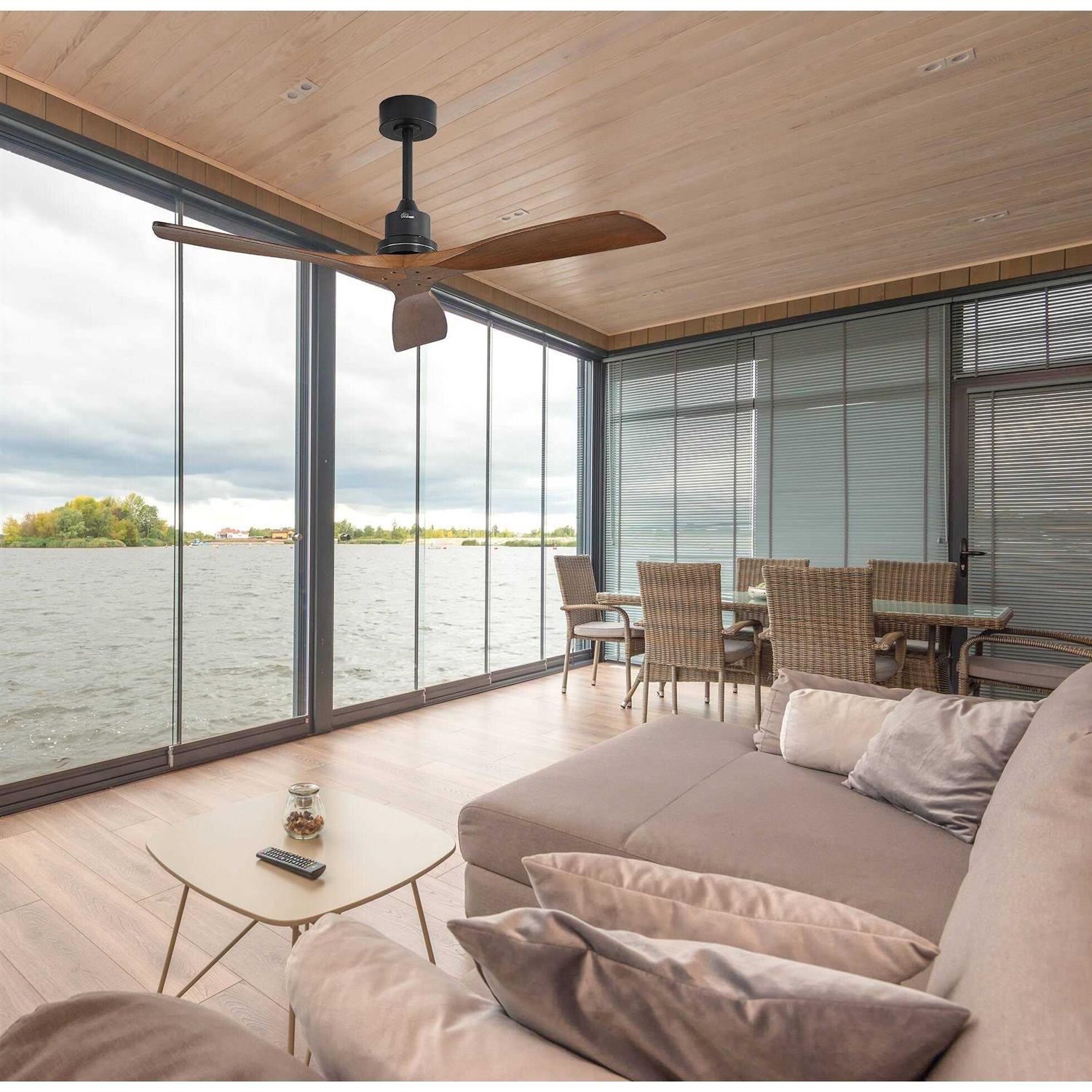 52 inch Modern Solid Wood Ceiling Fan With Remote Control,6 WInd Speed,Reversible Airflow