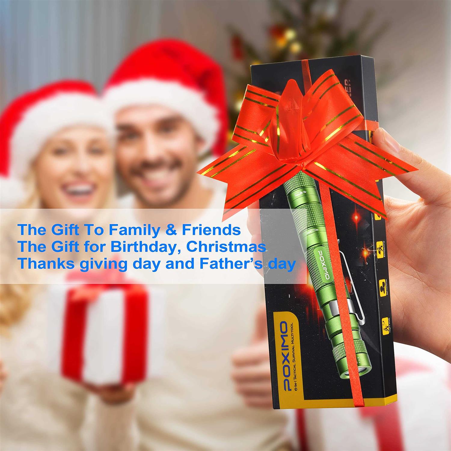 POXIMO EDC Multitool 5-In-1 Tactical Survival Gear with Flashlight