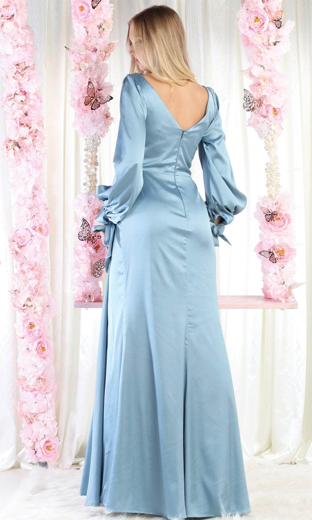 Long Sleeve Ruched Detail Evening Dress