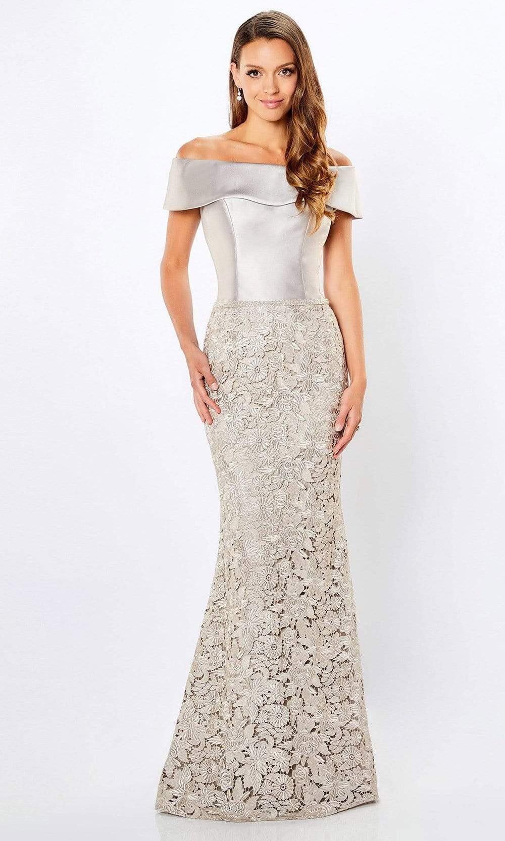 221977 Off Shoulder Embroidered Evening Dress