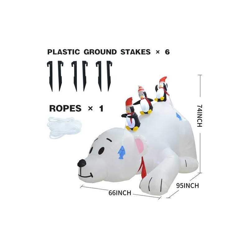 Alladinbox 8 Feet Christmas Iatable Decoration Penguins Fishing on Big Polar Bear