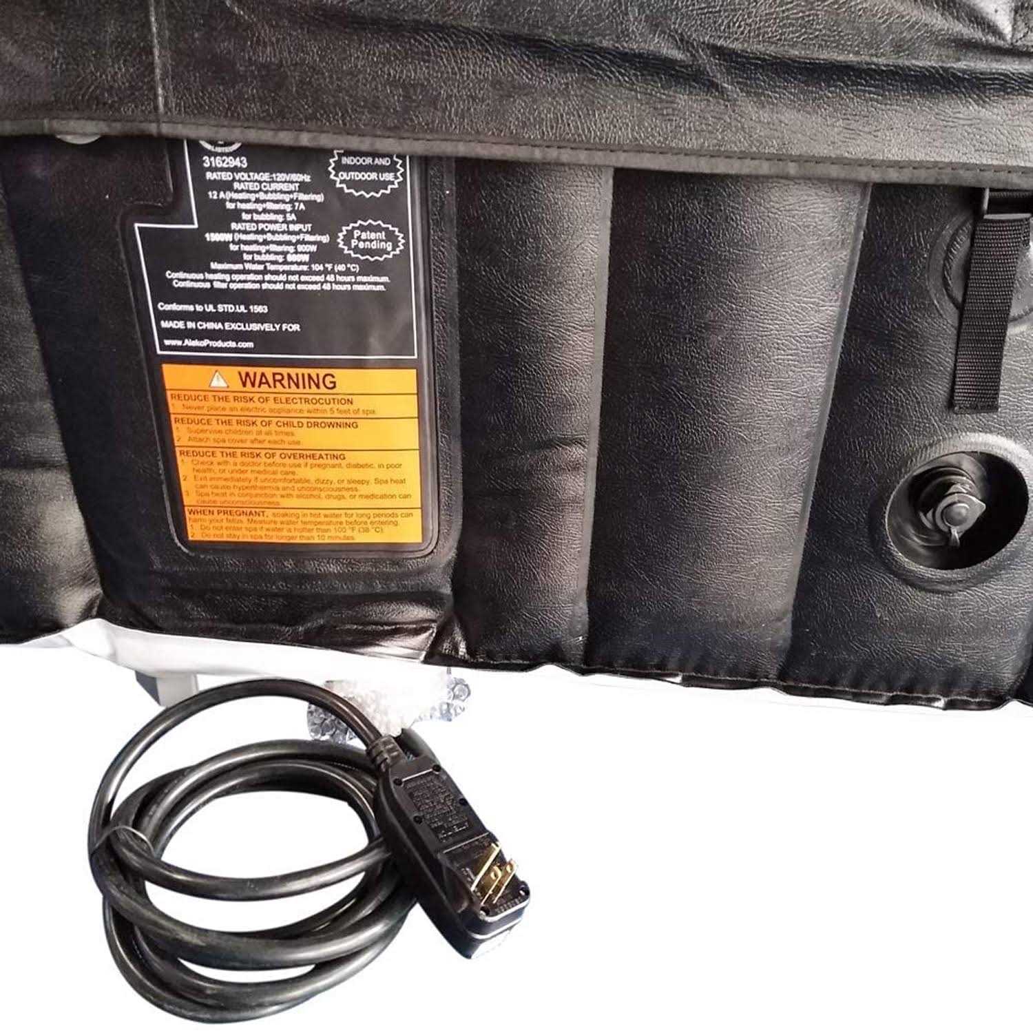 ALEKO HTISQ6BKWH Square Iatable Hot Tub Spa With Cover HTISQ6BKWH-UNB