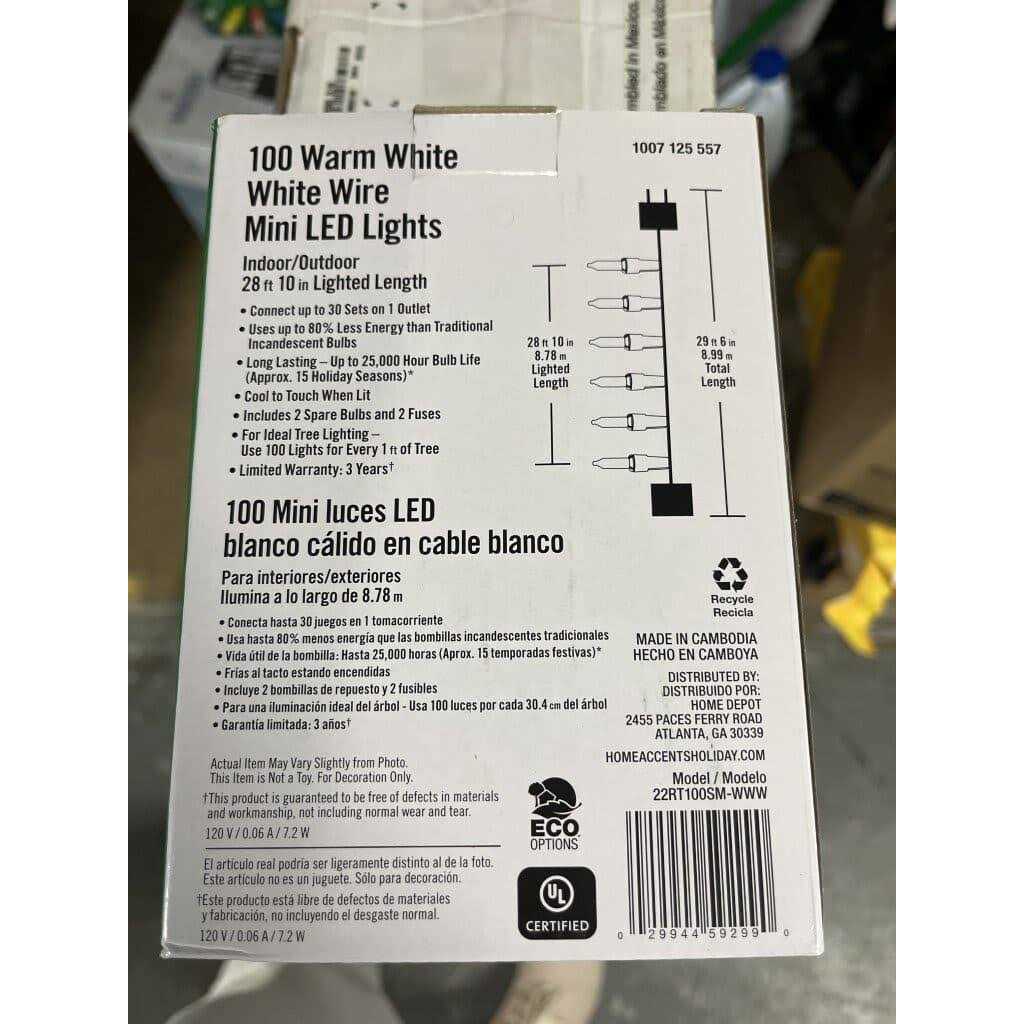 100L Warm White Mini LED White Wire Lights Home Accents Holiday