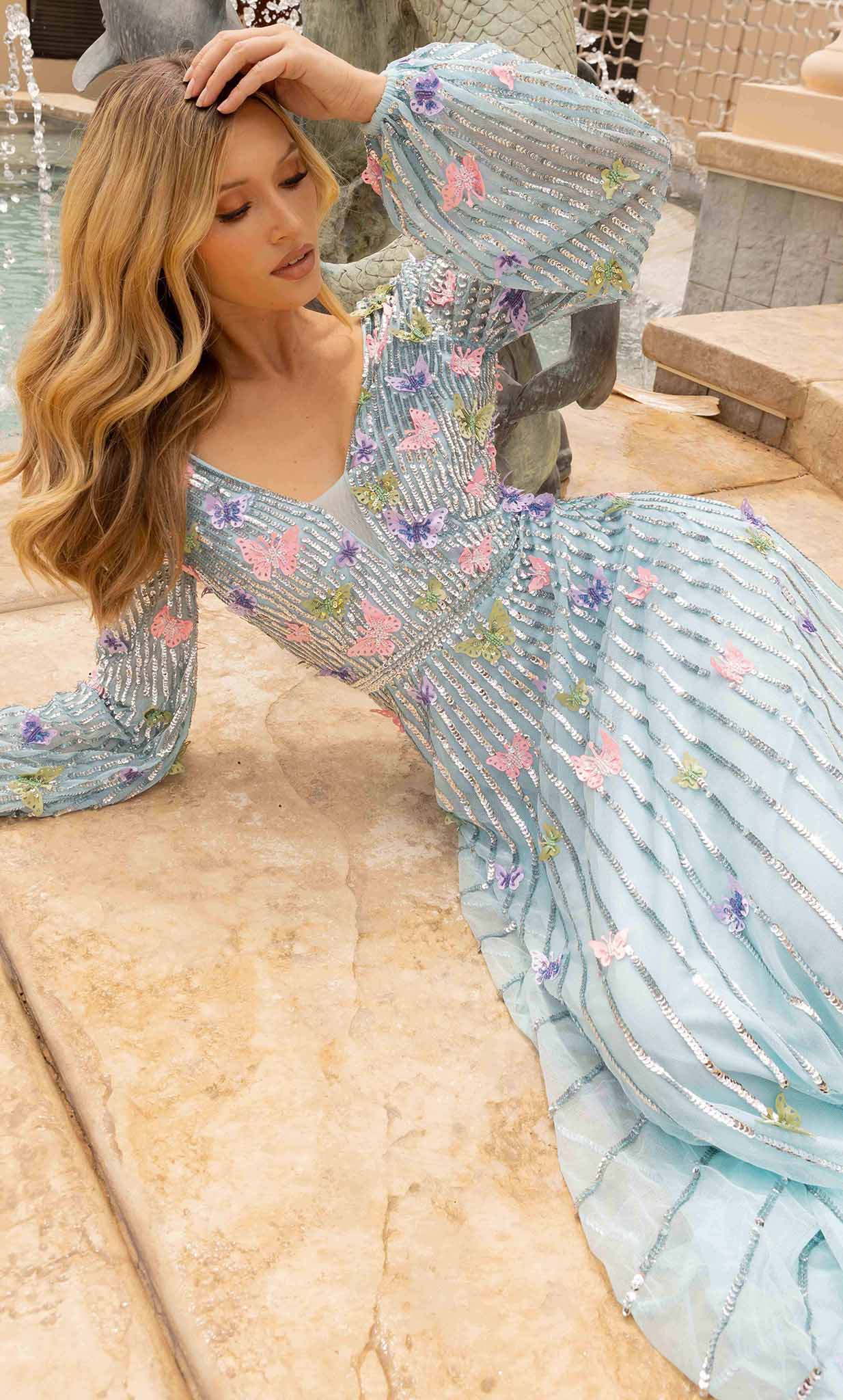 Butterfly Embedded Long Gown