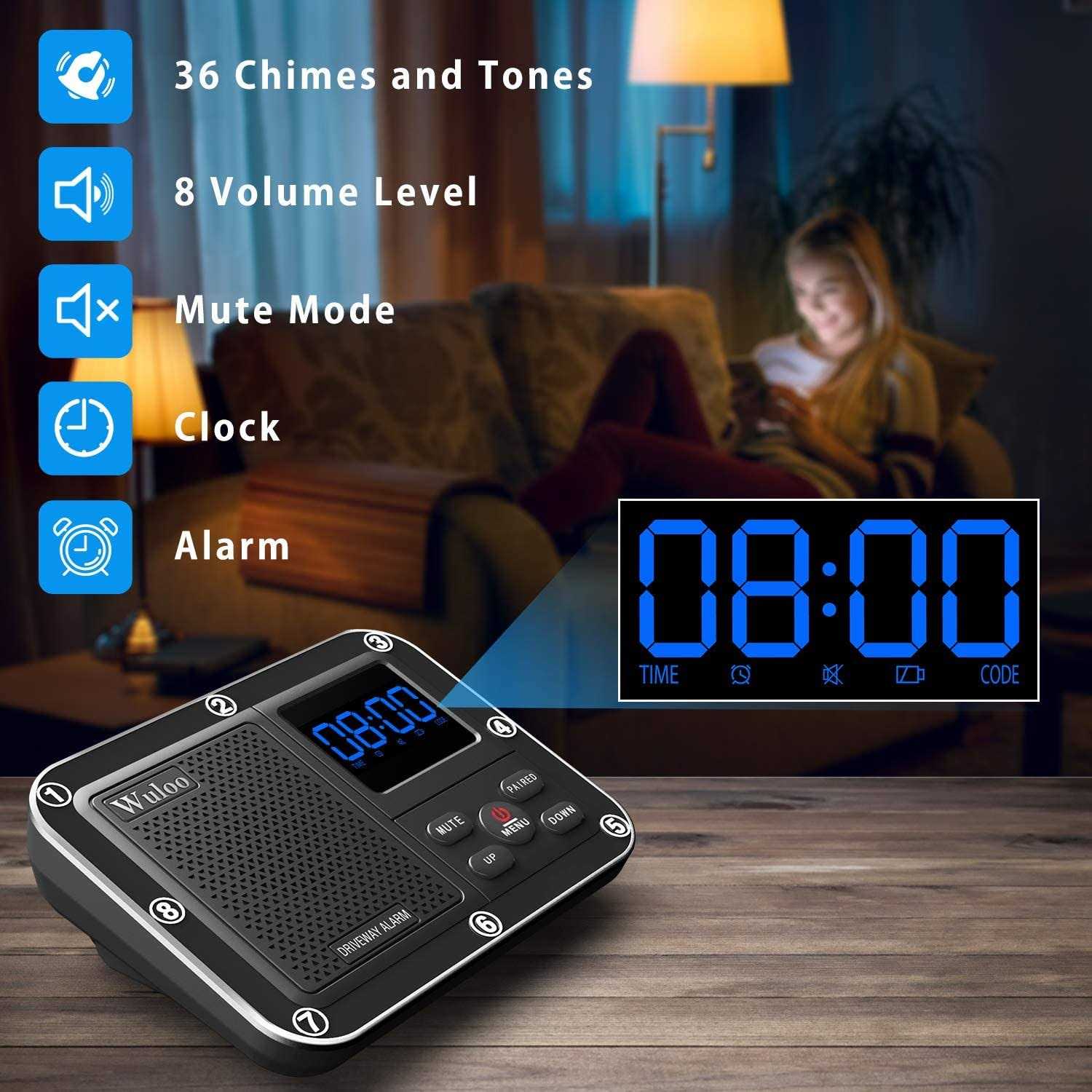 Wuloo Wireless Driveway Alarm 1800 Feet Long Range Motion Sensor Alert System Driveway Detector for Home with 1800mAh Rechargeable Battery