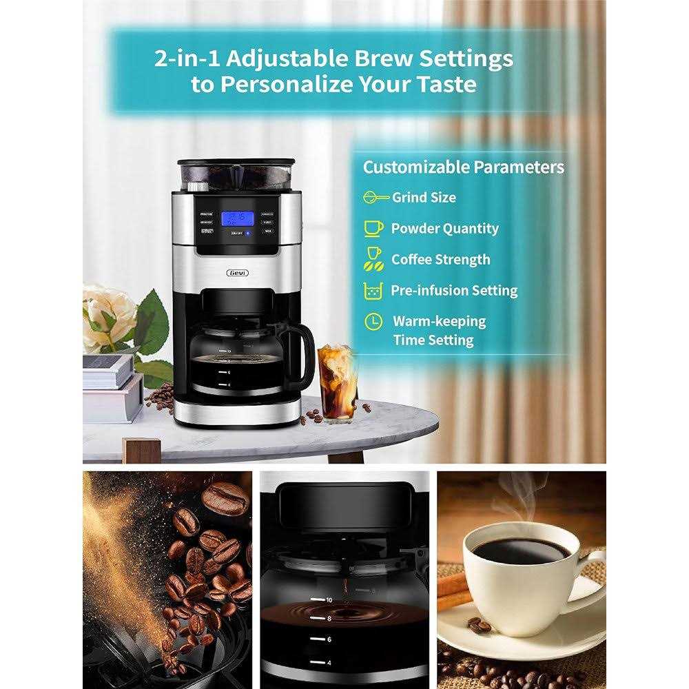 10-Cup Drip Coffee Maker, Grind and Brew Automatic Coffee Machine with Built-In Burr Coffee Grinder, Programmable Timer Mode and Keep Warm Plate