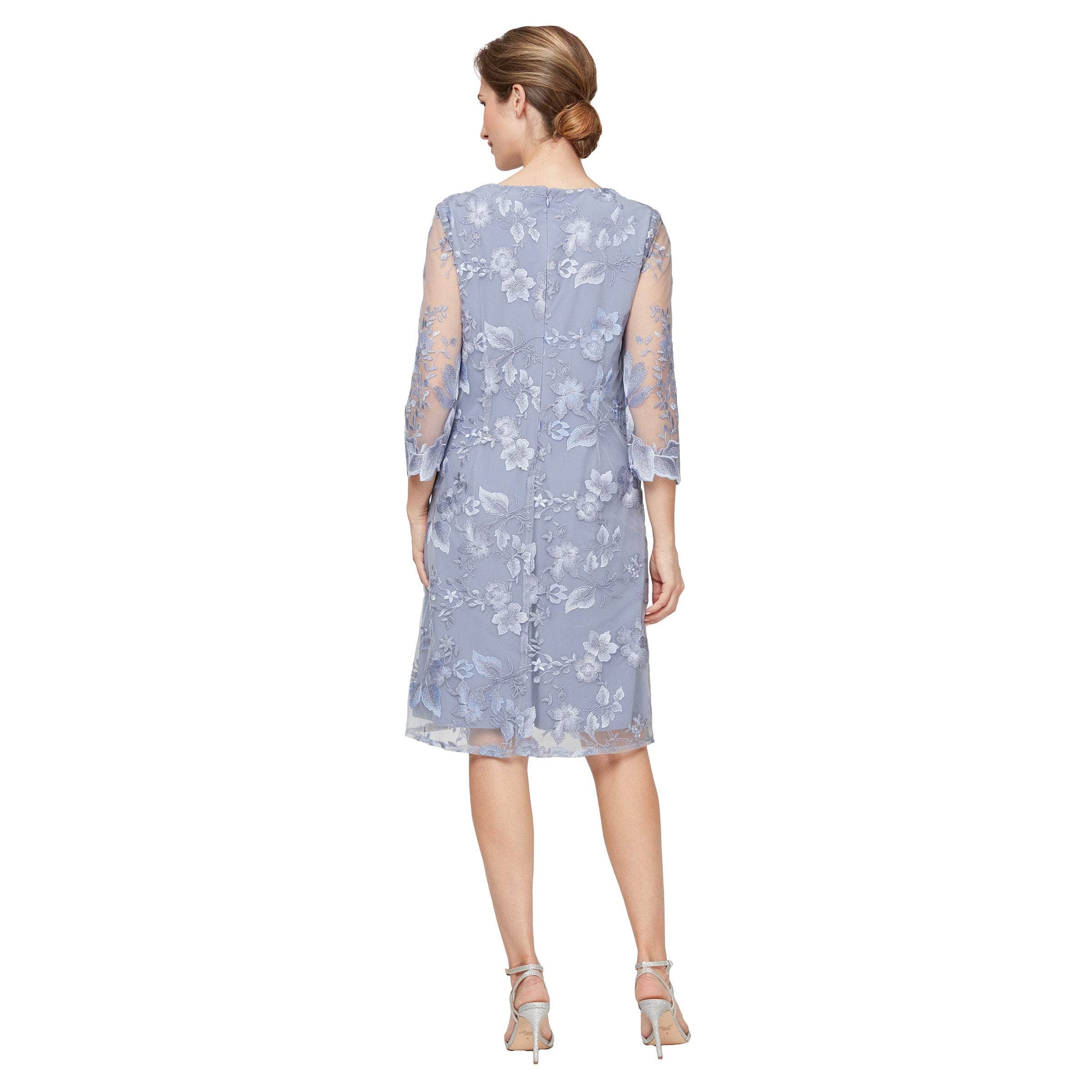 81122202 Embroidered Lace Mock Jacket Jersey Dress